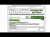 Video thumbnail for Pearson Edexcel International A level chemistry unit 5 October 2021 Section A