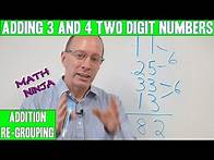 Video thumbnail for Add Three and Four Two Digit Numbers with Regrouping | 1st and 2nd Grade Math Lesson