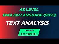 Video thumbnail for Cambridge AS Level English Language (9093) | Paper 1|Text Analysis