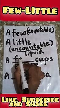 Video thumbnail for ESL grammar - quantifiers - a few vs a little #shorts #youtube