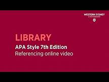 Video thumbnail for APA Style 7th Edition - Referencing Online Video