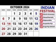 Video thumbnail for Calendar October 2024 | October Calendar 2024 with Holidays | October 2024 Calendar | Oct Calendar