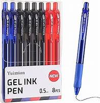 Video thumbnail for Black Gel Pens, 8 Pcs Retractable Fine Point 0.5mm Rollerball Red Pens for Smooth Writing Black Red Blue Ink for Women Men Journaling School and Office Supplies Use