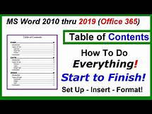 Video thumbnail for How to Set Up, INSERT and FORMAT a Table of Contents using Word 2010 ...