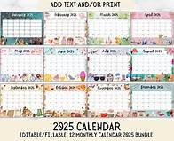 Video thumbnail for EDITABLE Monthly Calendar 2025 Bundle, Printable Fillable Monthly Calendar 2025, Digital 2025 Calendar Planner, 2025 Schedule, Wall Calendar - Etsy