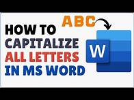 Video thumbnail for How to Capitalize All Letters in Word