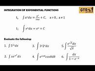 Video thumbnail for INTEGRATION OF EXPONENTIAL FUNCTIONS