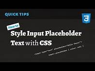 Video thumbnail for How to Style Input Placeholder Text with CSS