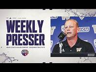 Video thumbnail for Head Coach Kalen DeBoer Weekly Press Conference: Washington State