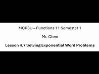 Video thumbnail for MCR3U - 2024 Semester 1 Lesson 4.7 Exponential Word Problems
