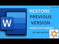 Video thumbnail for How to restore previous version of a word document in two ways | Microsoft Word