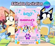 Video thumbnail for Editable Bluey Birthday Invitation ,pink Printable Bluey Party Invite, Instant Download Digital Invitation Canva Template for Kids & Girl - Etsy