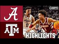 Video thumbnail for Alabama Crimson Tide vs. Texas A&M Aggies | Full Game Highlights | ESPN College Basketball