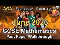 Video thumbnail for AQA GCSE Maths June 2023 Paper 3 Foundation Tier Past Paper Walkthrough