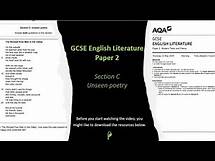 Video thumbnail for GCSE English Literature Paper 2, Section C (Unseen poetry)