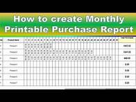 Video thumbnail for How to create Monthly Printable Purchase | Monthly Purchase Report | Printable Purchase Report