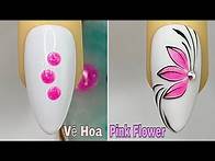 Video thumbnail for Pink Flower Nail Art Step-by-Step For Beginner 💖Vẽ Hoa💅 New Nails Design 💝 New Nails