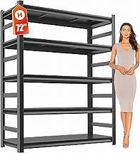 Video thumbnail for Metal Garage Shelving Unit, Heavy Duty 5-Tier Adjustable Storage Rack, Steel Shelving, 3000 lbs Capacity, Industrial Shelves for Heavy Tools and Equipment, Ideal for Garage, Basement, Black, 72"