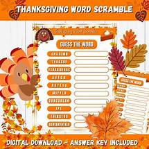 Video thumbnail for Thanksgiving Word Scramble Game, Thanksgiving Activity for Kids, Thanksgiving Printable Game, Fall Word Puzzle, Word Scramble for Adults - Etsy