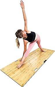Video thumbnail for Original Yoga Mat Board for Carpet (Award Winning) Portable Platform for Yoga on Carpet & Uneven Surfaces, Barre Floor for Indoor, Outdoor, Sustainable Bamboo Platform, Easy-to-Assemble & Store