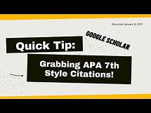 Video thumbnail for Quick Tip: Grabbing APA 7th Style Citations from Google Scholar