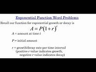 Video thumbnail for Exponential Function Word Problems