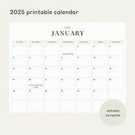 Video thumbnail for 2025 Printable Calendar, Calendar With Holidays, Editable Monthly Calendar, Calendar Template, Minimal Calendar - Etsy