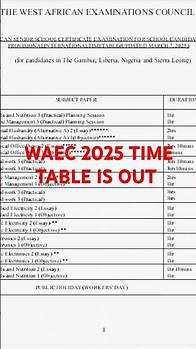 Video thumbnail for 2025 WAEC TIME TABLE IS OUT #waec #waec2025 #education #waecchemistrypractical #examupdate2025