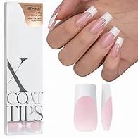 Video thumbnail for BTArtboxnails French Tip Press on Nails - XCOATTIPS White French Tip Nails, Pink Long Square Nail Tips, Soak Off Acrylic Fake Nails Extensions