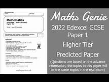 Video thumbnail for Edexcel 2022 GCSE Maths Paper 1 Higher Predicted Paper