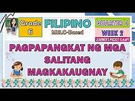 Video thumbnail for FILIPINO 6 QUARTER 4 WEEK 2 | PAGPAPANGKAT NG MGA SALITANG MAGKAKAUGNAY | MELC-BASED