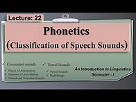 Video thumbnail for Phonetics: Classification of Speech Sounds | Lecture: 22 (Linguistics-I)