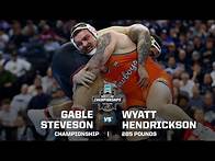 Video thumbnail for Gable Steveson vs. Wyatt Hendrickson: 2025 NCAA wrestling championship (285 pounds)