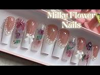 Video thumbnail for How to make Press on nails tutorial! | How I do milky flower nails🌸 | Press on nails for beginners
