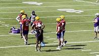 Video thumbnail for WATCH: LSU football QBs during team's first preseason practice
