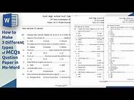 Video thumbnail for how to make different type of Multiple choice question paper in ms word 2019