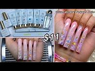 Video thumbnail for TRYING AN $11 POLYGEL KIT FROM AMAZON! GLITTER OMBRE POLYGEL NAILS | Nail Tutorial