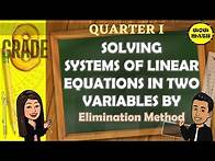 Video thumbnail for SOLVING SYSTEM OF LINEAR EQUATIONS IN TWO VARIABLES BY ELIMINATION METHOD || GRADE 8 MATHEMATICS Q1