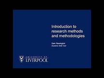 Video thumbnail for Introduction to research methods and methodologies
