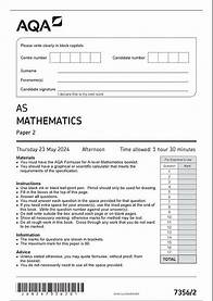 Video thumbnail for OFFICIAL JUNE 2024 AQA AS MATHEMATICS 73562 PAPER 2 MERGED QUESTION PAPER MARK SCHEME