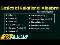 Video thumbnail for Basics of Relational Algebra