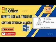 Video thumbnail for How to Use All Table of Contents Options in MS Word