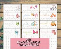 Video thumbnail for 2025 EDITABLE Printable Watercolor Calendar,printable Fillable Monthly Calendar, A4, A5, 8.5 X 11 Portrait 12 Month Calendar Digital Planner - Etsy