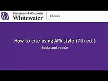Video thumbnail for How to cite using APA style (7th ed.): Books and ebooks
