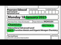 Video thumbnail for Pearson Edexcel International A level chemistry unit 5 January 2021 Section C