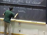 Video thumbnail for Lec 10: Second derivative test; boundaries & infinity | MIT 18.02 Multivariable Calculus, Fall 2007