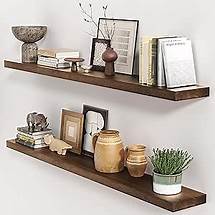Video thumbnail for Rustic Floating Shelves, 48 Inch Floating Shelf Set of 2, Solid Wood Wall Mounted Shelves Dark Wood Shelves for Bedroom Bathroom Living Room - Dark Walnut