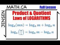 Video thumbnail for 7.3 Product & Quotient Laws of LOGARITHMS (full lesson) | grade 12 MHF4U | jensenmath.ca