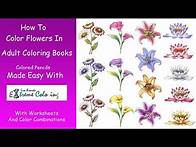 Video thumbnail for How To Color Flowers In Coloring Books Choosing Colors Combinations Blending Shading Lisa Brando