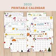 Video thumbnail for 2025 Calendar Printable, Cute Kids Calendar 2025, Wall Calendar PDF, Editable Calendar, Kids Monthly Planner, Homeschool Calendars, Animated - Etsy Canada